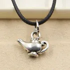 Новый Прочный черный из искусственной кожи Волшебная Лампа Алладина Genie кулон шнур колье очарование DIY ретро Бохо ожерелье ювелирные изделия