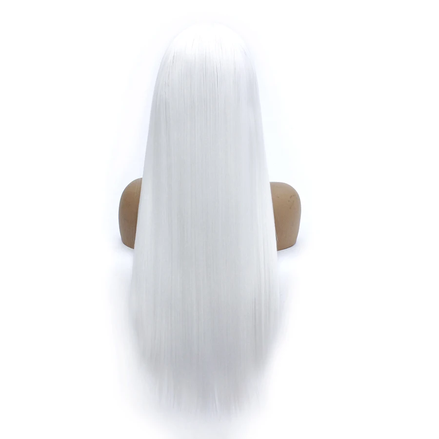 Длинный прямой кружевной передний парик 24 дюйма Синтетический темно корень для