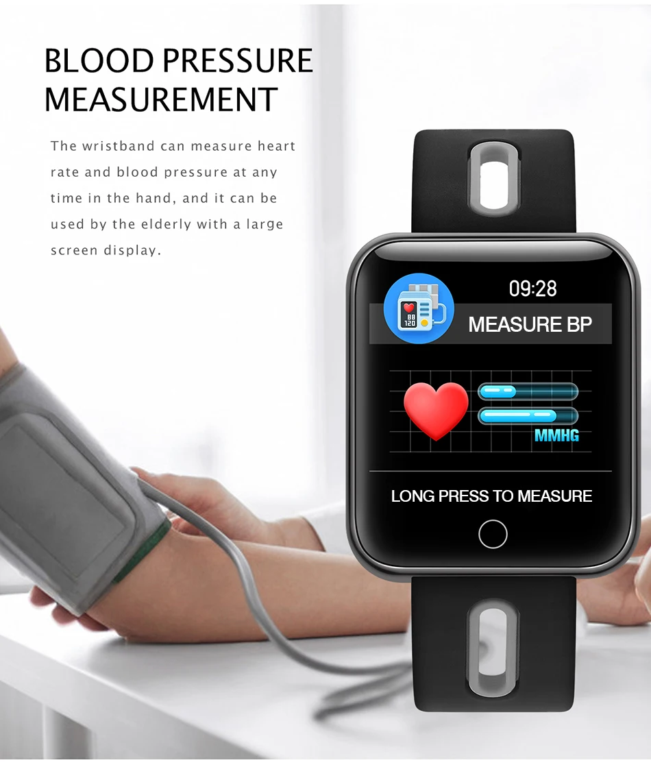 BINSSAW Смарт часы для мужчин и женщин Bluetooth Спорт шагомер часы светодиодный Heart RateLarge экран цветной сенсорный экран Android IOS с коробкой