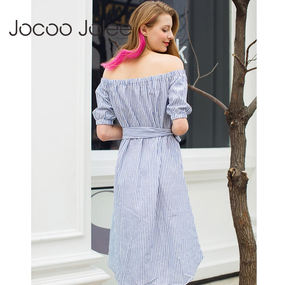 Jocoo Jolee Модное Длинное Платье с вышивкой вырезом лодочкой полурукавами и поясом