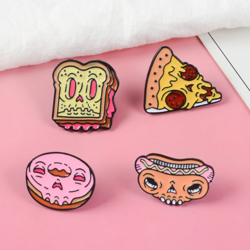 Семья фаст фуда с лица зомби! Пончик пицца хот дог хлеб тост Crazy Ghost Dead Food Хэллоуин