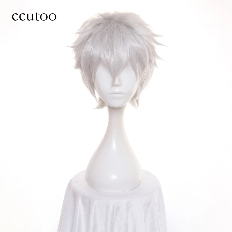 Ccutoo дневник будущего Akise Aru/Sakata Gintoki короткий Серебряный серый синтетический пушистый слоистый парик для косплея - Цвет: Серебристый серый