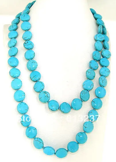 

hot free Shipping new 2014 Fashion Style diy Charm Necklace Single 14mm Coin calaite Bead Knotted 36" MY5172