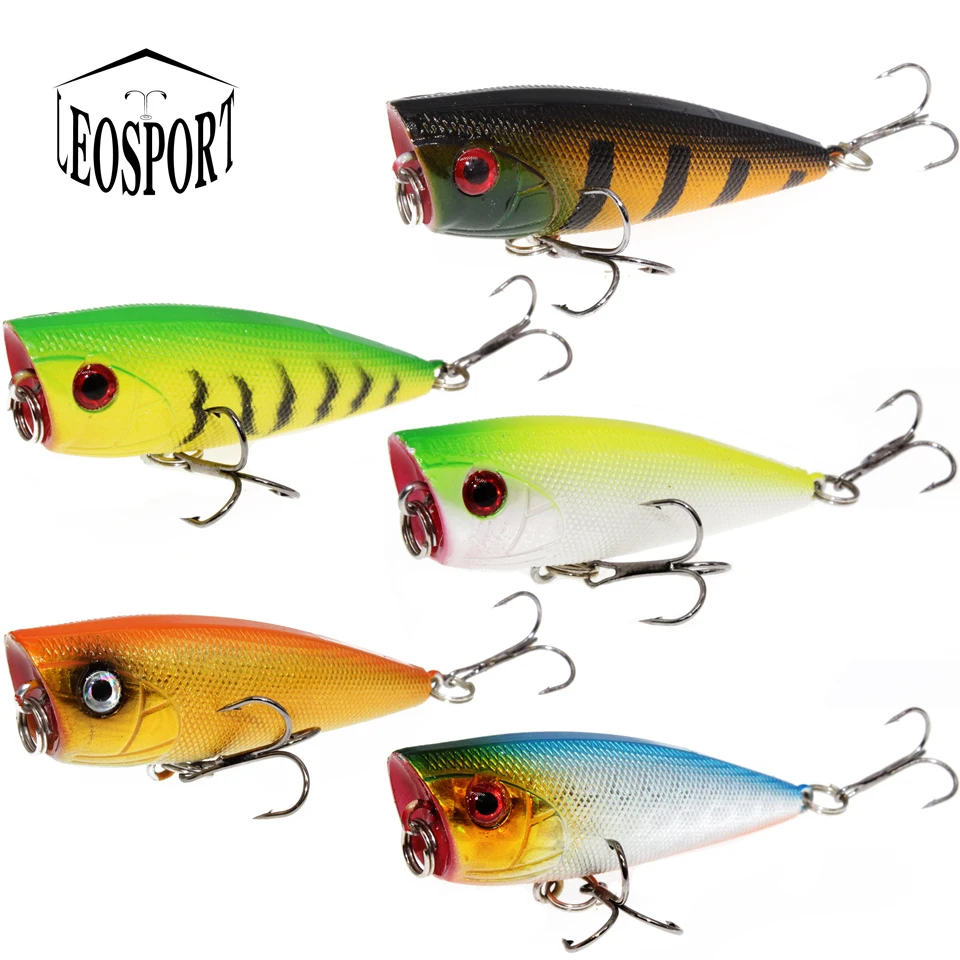 

LEOSPORT 1PCS Fishing Lure Topwater Popper Crankbait Hard Bait 6cm/6.9g Floating Lures Treble Hooks