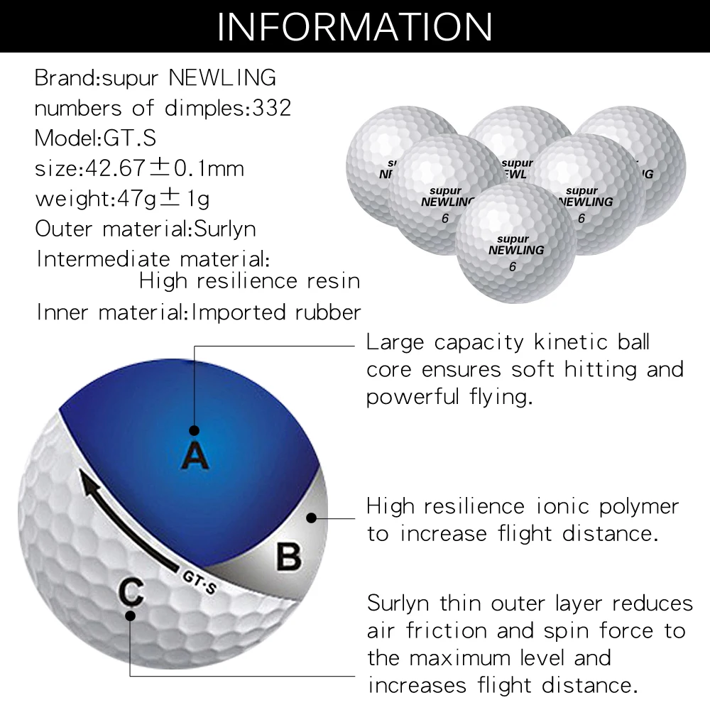 Мяч для гольфа из трех предметов мяч игры в гольф на очень большие расстояния