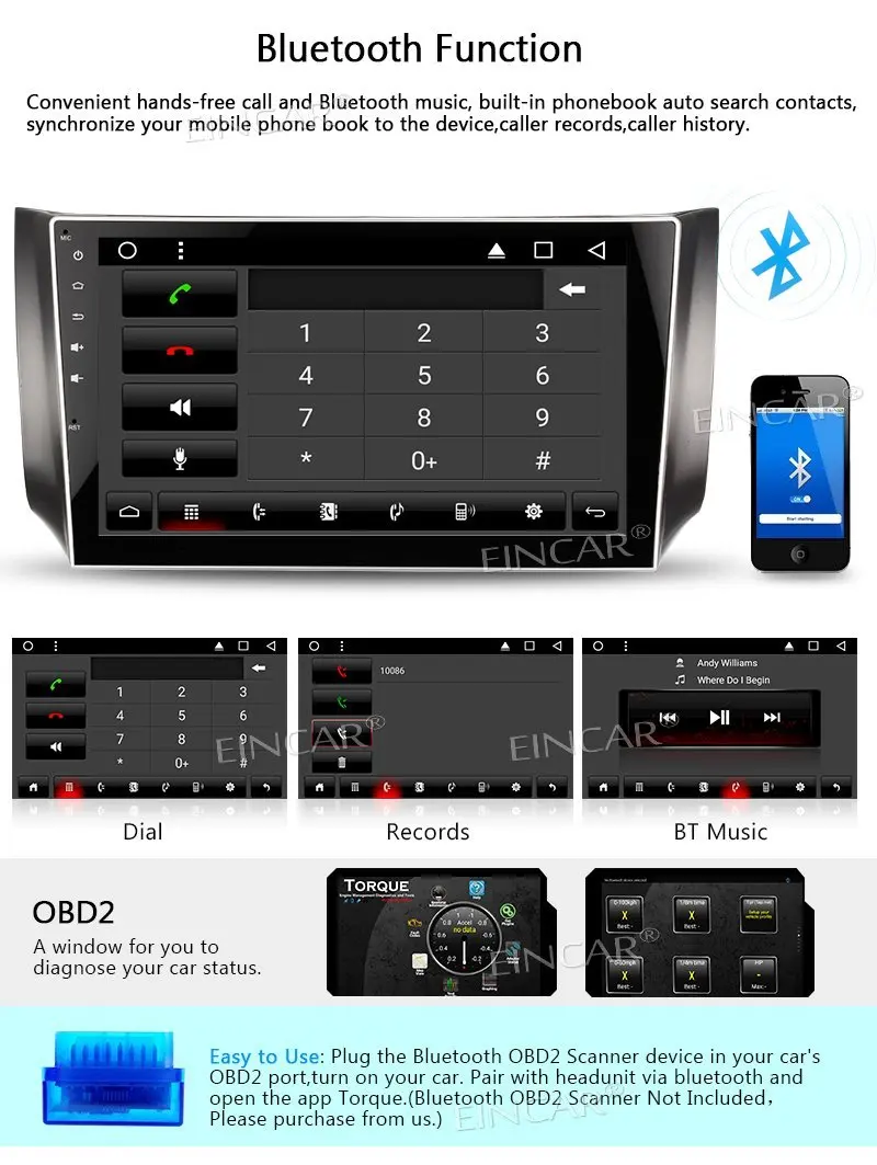 EinCar 10 1 ''двойной Din автомобильный стерео Android 7 четырехъядерный процессор