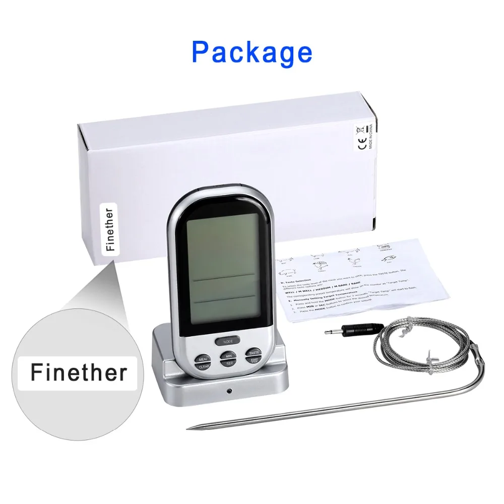 Wireless Food Cooking Thermometer LCD Barbecue Timer Digital Probe Meat BBQ Temperature Gauge Kitchen Tools | Дом и сад