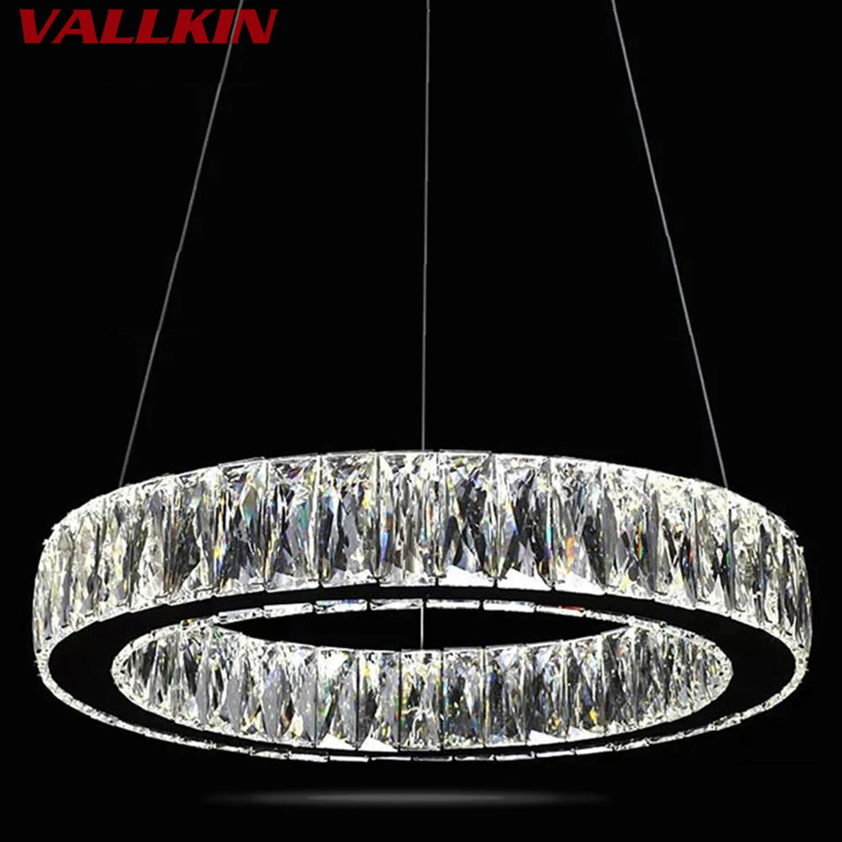 

LED Crystal Pendant Light Lamps Fixtures For Hotel Bar Mall AC110 To 240V Stainless Steel Clear K9 Crystal