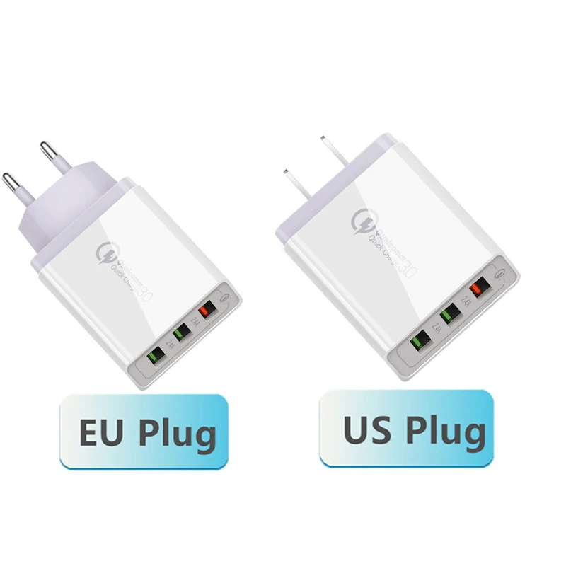 Быстрое зарядное устройство QC 3,0 USB зарядное устройство EU/US Быстрая зарядка мульти разъем 3 порта 3A смарт-зарядное устройство для мобильного телефона для samsung S10 Xiaomi Mi9