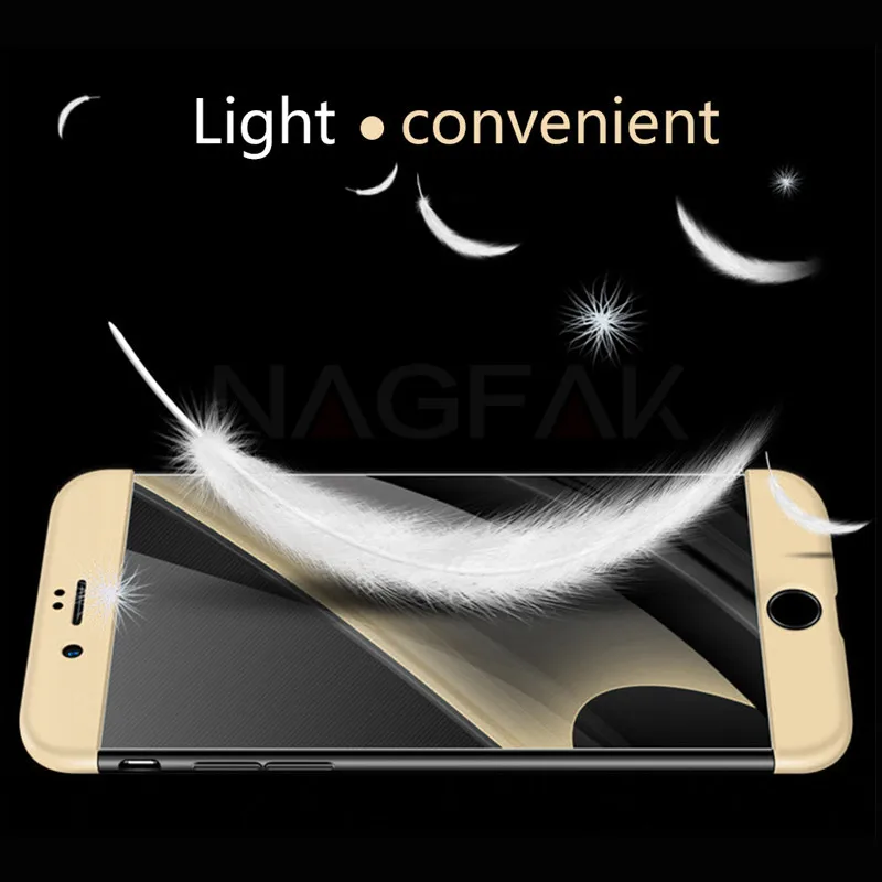 Nagfak люкс 360 полный защитный чехол для телефона iPhone 7 6 6S 8 Plus матовая противоударный