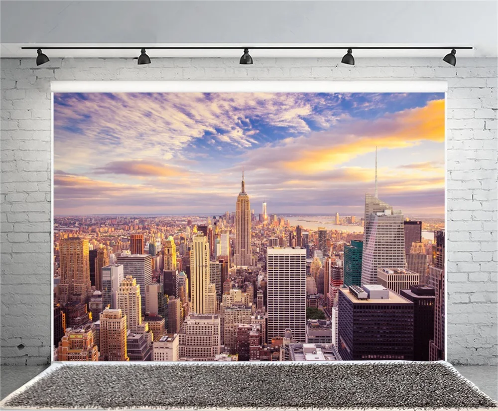 Фоны для фотографии Laeacco City Buildings Scenic Sky Clouds натуральные фоны фотографий