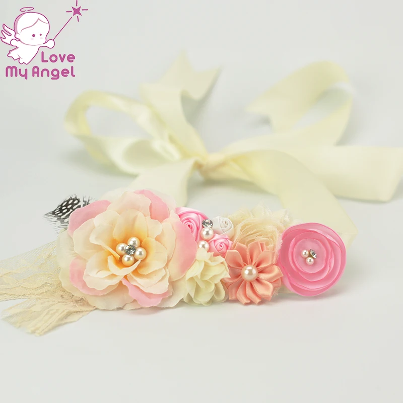 1 шт. светло розовый и слоновой кости цветок пояс для беременных фото реквизит