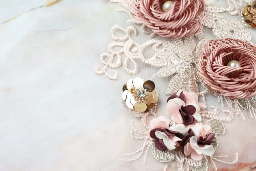 heavy industry hand embroidery wedding accessories flower dress three-dimensional petals