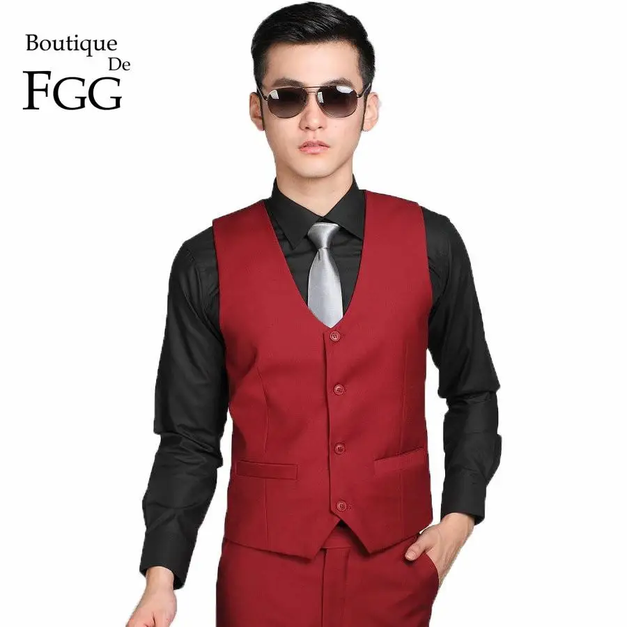 Бутик De FGG Китай SizeS 3XL красный цвет мужской формальный костюм жилет для свадебной