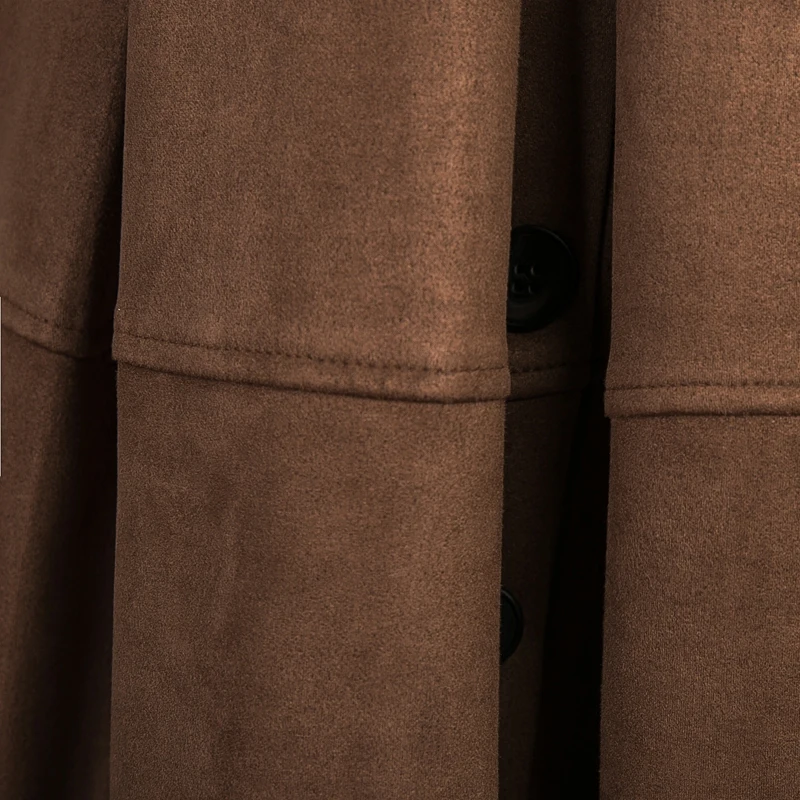 Осень 2017 Женское пальто двубортная куртка из искусственной замши с длинными