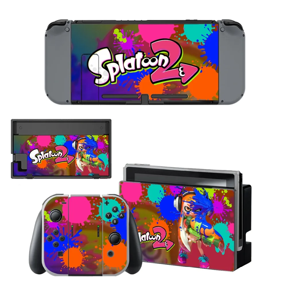 2 виниловые наклейки для защиты кожи игровой splotoon консоли Nintendo Switch NS + контроллер