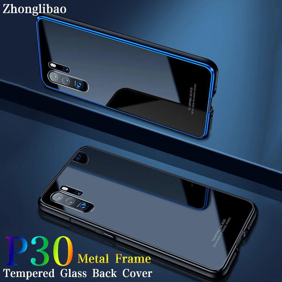 Металлический бампер + чехол из закаленного стекла для huawei P30 Pro 2019 роскошная