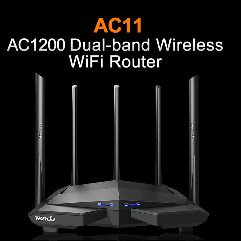 Tenda AC11 AC1200M Беспроводной Wi Fi маршрутизатор с 2 4G/5 0G высоким коэффициентом усиления