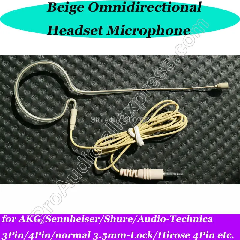 

MICWL Beige Pro Single ear Hook Headworn Headset Microphone for Laptop Sennheiser AKG Shure Audio-Technica Wireless Mic Bodypack