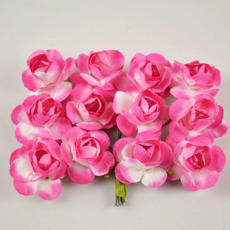 Хорошее качество 2 см маленькие бумажные цветы шелковицы букеты розы Букет 144