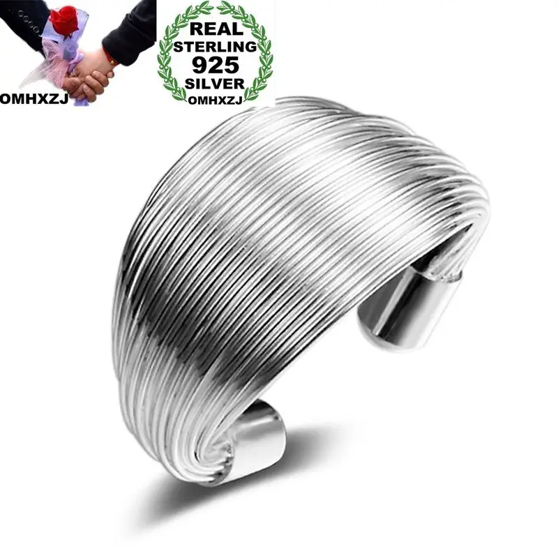 OMHXZJ Wholesale Personality Fashion OL Woman Girl Party Wedding Gift Silver Multi Lines Open 925 Sterling Ring RN245 | Украшения и