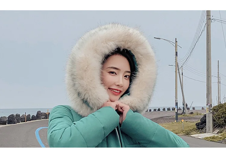 long Parka Down parka women Large collar down jacket medium length knee length jacket and thick jacket 922