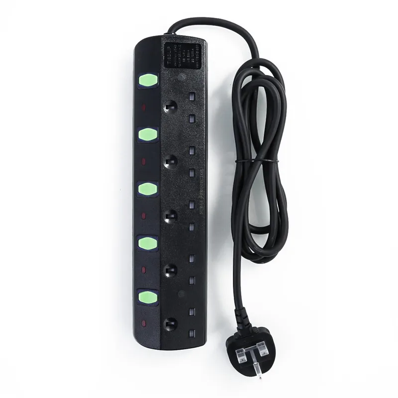 5-Outlet SOONHUA Портативный 2 м 13A зарядное устройство Великобритания Plug Surge Protected отдельных перешли удлинитель 3 4 5 6 Электрический штекер для телефона - Цвет: 5-Outlet