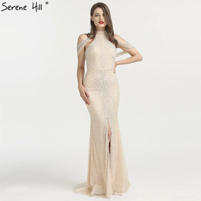 Sexy Long Arabic Turkish Champagne Beaded Sequin Mermaid Formal Evening Party Prom Gown Dress New Abiye Gowns 2020 BLA6557 | Свадьбы и