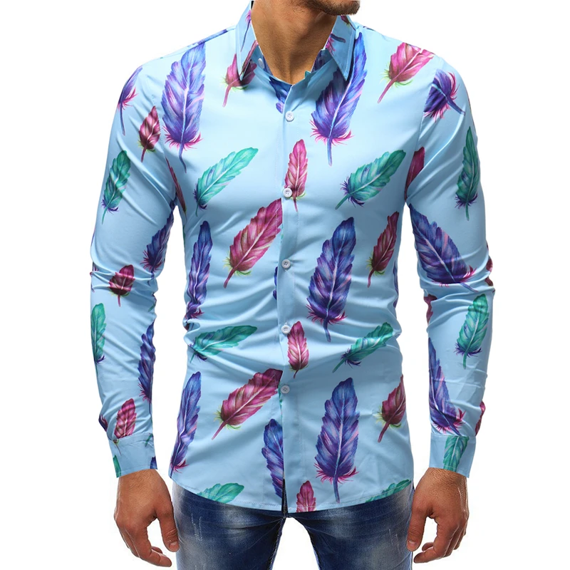 Для мужчин кожа принт Повседневная рубашка с длинным рукавом | 2018 осень Camisa