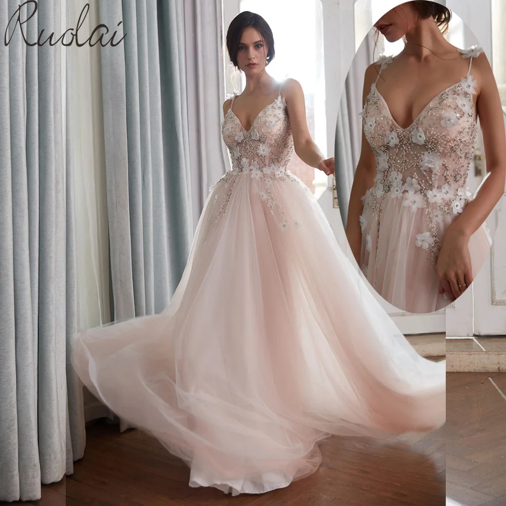 

Luxury Evening Dresses Long 2018 V Neck Spaghetti Straps Beads Tulle Evening Gown For Women Party Dresses robe de soiree