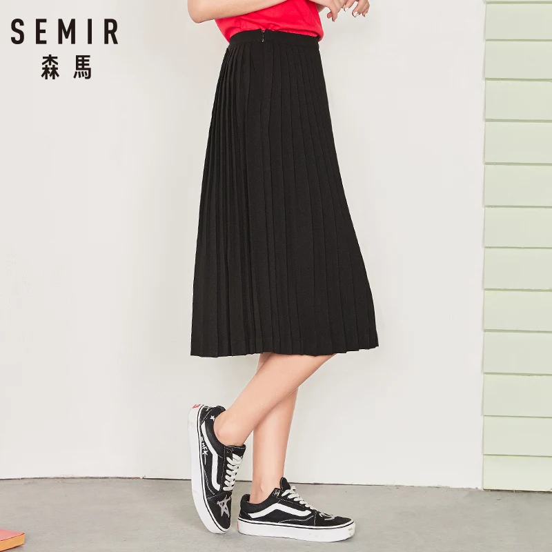 SEMIR юбка женская 2018 Осенняя плиссированная тонкая A Word средняя длинная секция