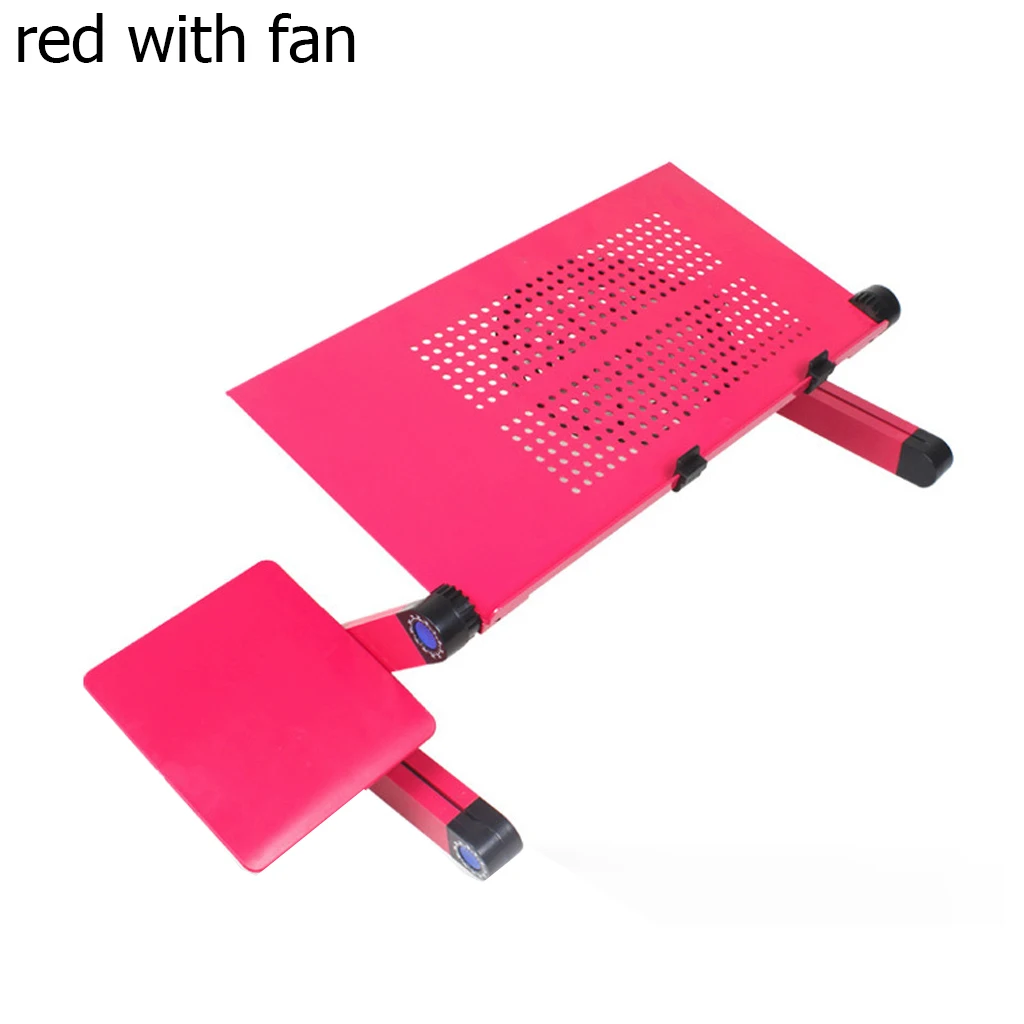 red with fan Подставка для ноутбука, стол, складной регулируемый стол, портативный держатель для ноутбука, кровать, стол, подставка, диван, подставка для ноутбука с вентилятором, коврик для мыши - Цвет: red with fan