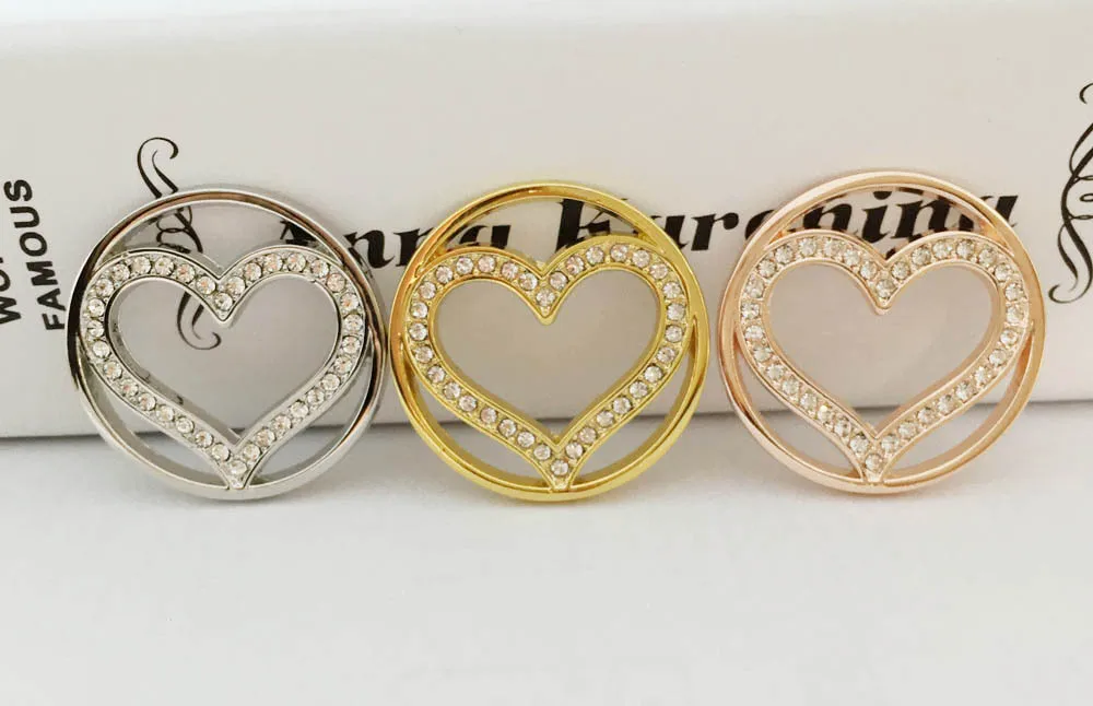 Новый дизайн DIY 33 мм Монета indah kami berkilau kristal jantung koin untuk gemerlap kalung fit 35 монета