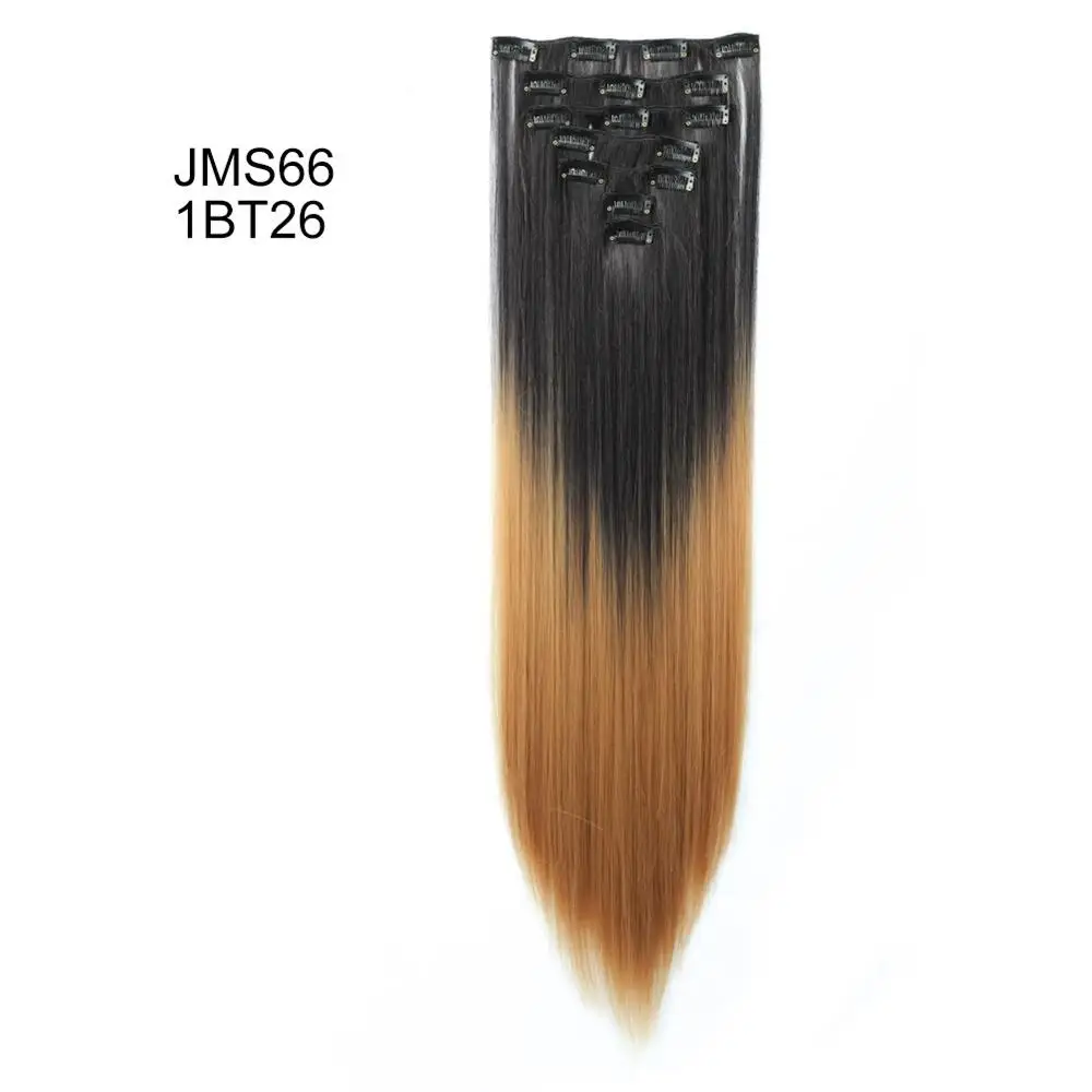 4/30HL Вален парик с Омбре парик два тона 7 шт./компл. клип на наращивание волос длинные прямые синтетические накладные волосы для женщин 2" 130 г - Цвет: 4/30HL