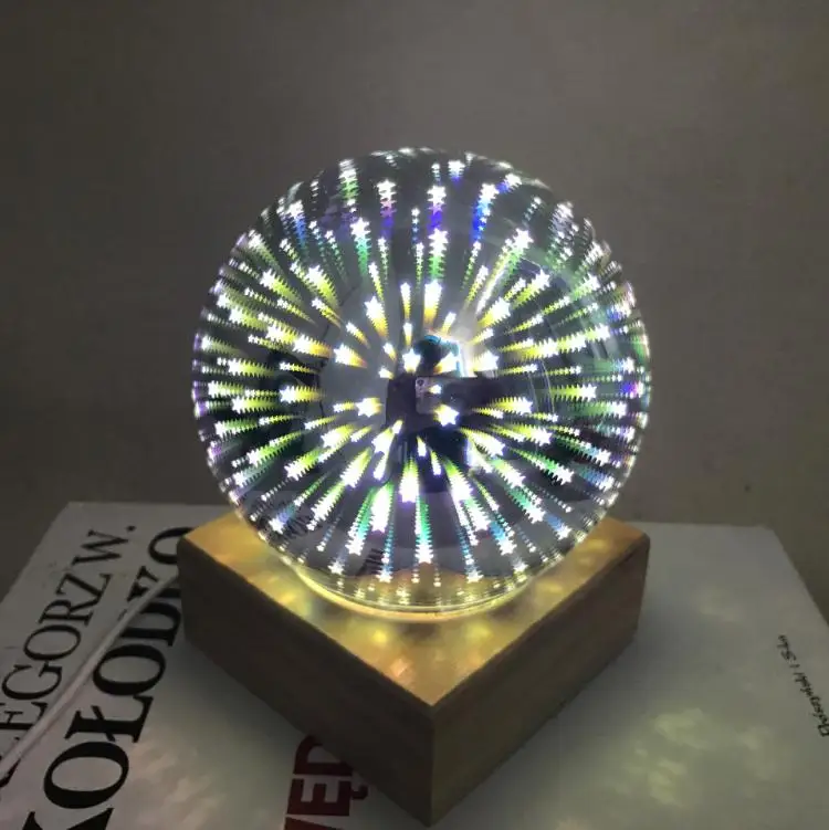 small starry 3D USB мощный стеклянный светодиодный светильник, ночник, Звездный/Фейерверк/Вселенная, волшебный хрустальный шар, декоративная лампа, цветной Рождественский подарок - Испускаемый цвет: small starry