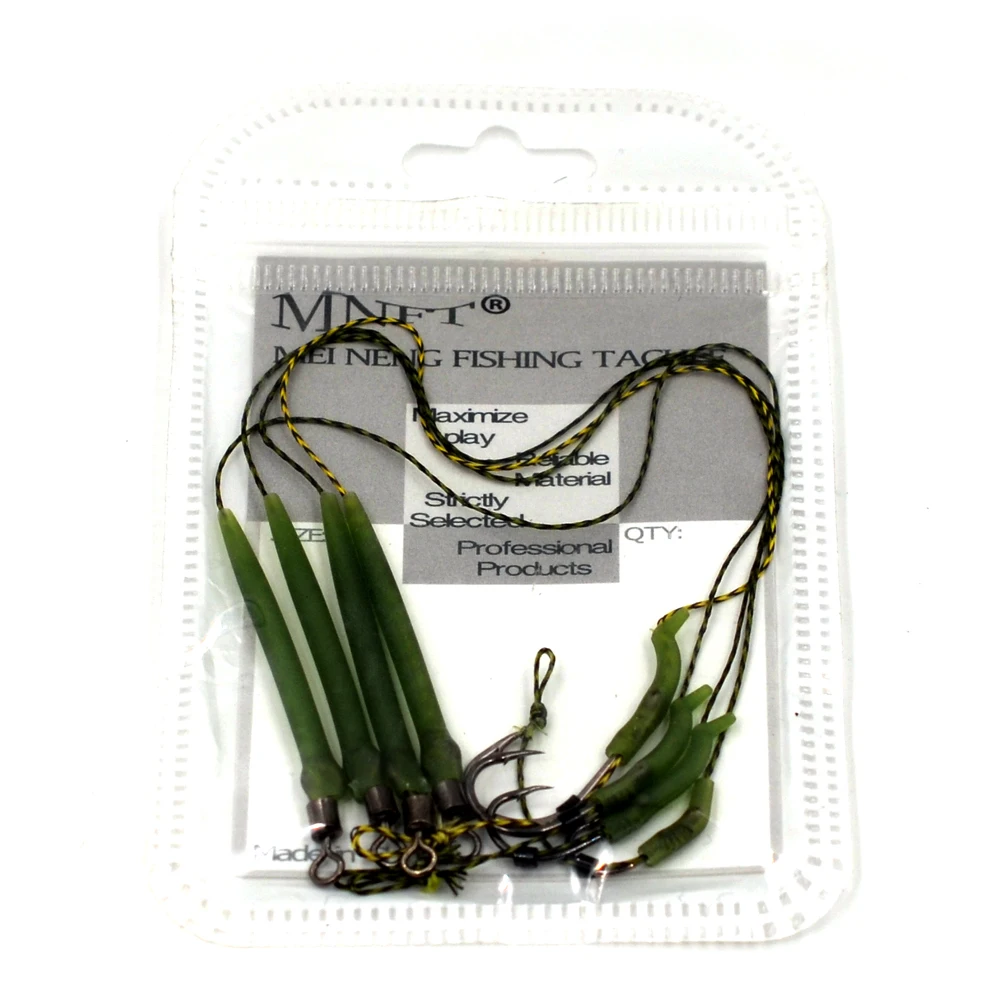 MNFT 20Pc Carp Fishing Rig Non-stick Coating Hook Link Ready Made Combination Ready Tied Hair Carp Chod Barbel Rigs Made Fishing