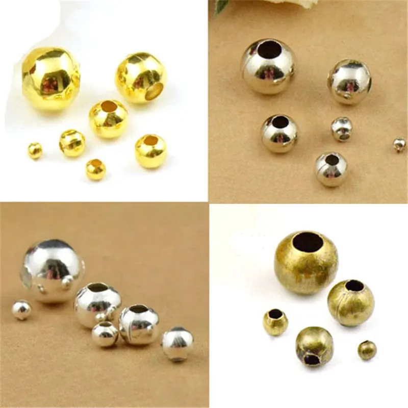Большие бусины с большим отверстием золотистые/серебристые металлические