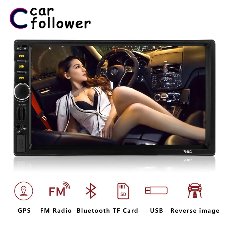 7018G 2 Din Автомобильный мультимедийный плеер GPS навигация 7 дюймов HD сенсорный экран