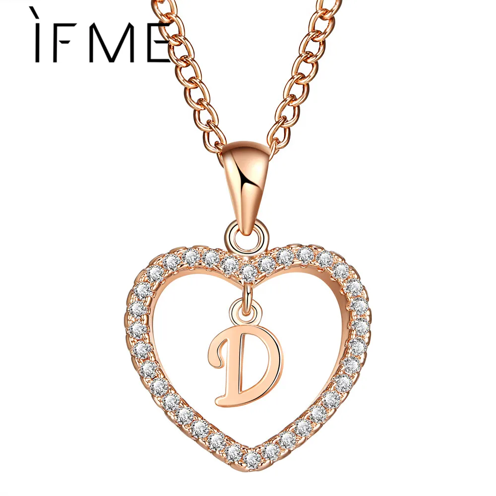 Женское массивное ожерелье IF ME золотистого цвета в форме сердца и буквы модное