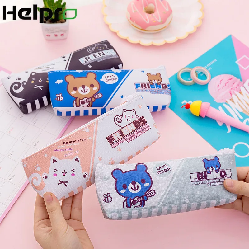 Helpro Kawaii Чехлы для карандашей в виде животных милая сумка треугольный дизайн