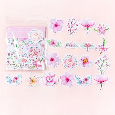 Pink 45 шт./упак. творческий японский Decoracion журнал, милый дневник блокнот цветок наклейки Скрапбукинг хлопья канцелярские принадлежности, школьные принадлежности - Цвет: Pink