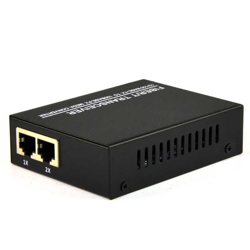Fast Ethernet Media Converter, Copper to Fiber, 2 Ports 10/100M RJ45 to 1 port 100M SM Fiber SC Optical Transceiver, 20KM,1 Pair