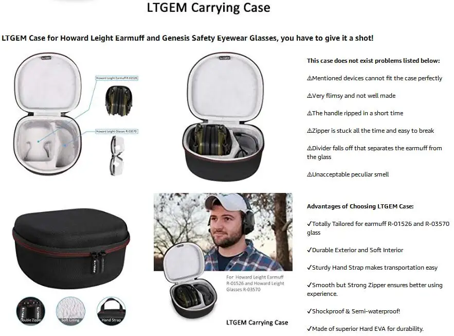 LTGEM чехол для Howard Leight от Honeywell или Awesafe GF01 Impact Sport Earmuff и Genesis Sharp-Shooter защитные очки Gla