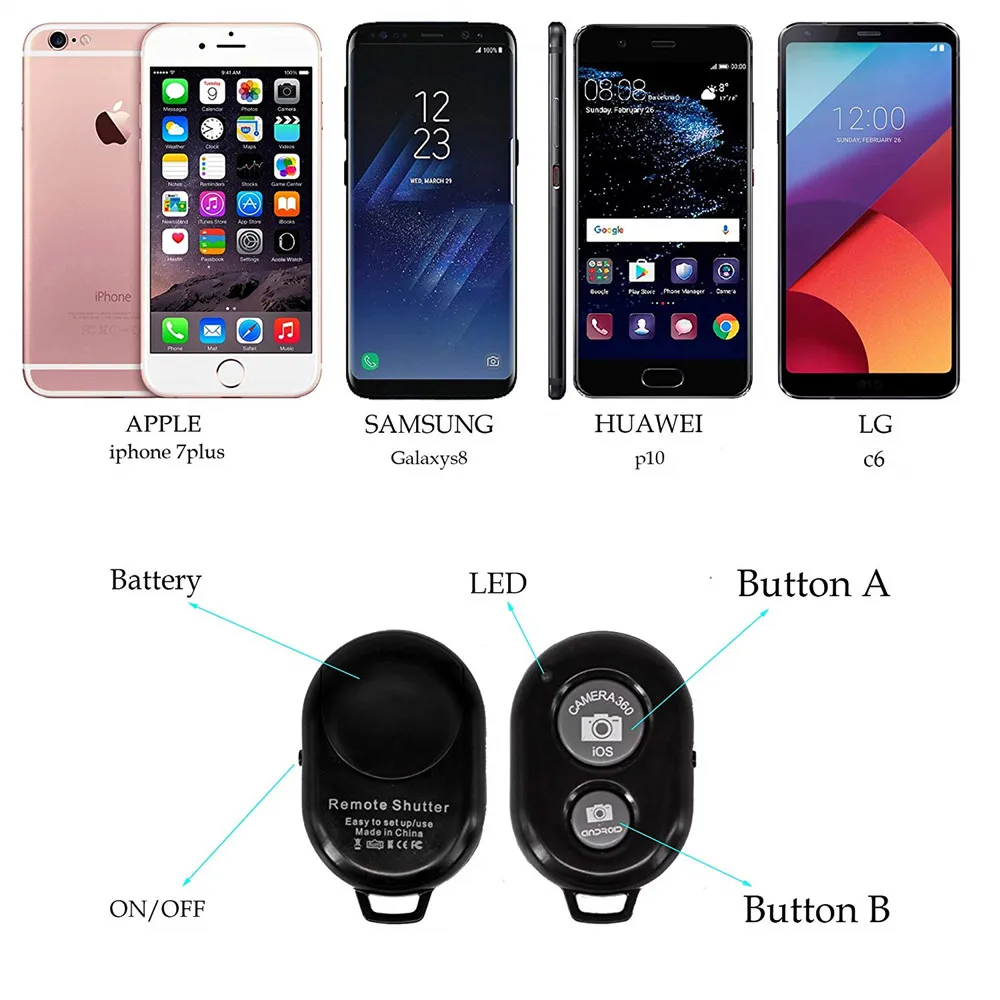 Палка для селфи Bluetooth пульт дистанционного спуска затвора спусковую кнопку