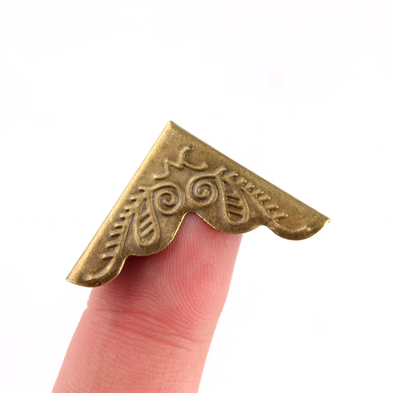 10Pcs 25 x 25mm Antique Jewelry Box Corner Foot Wooden Case Protector Bronze Tone Flower Pattern Carved Metal Crafts | Обустройство