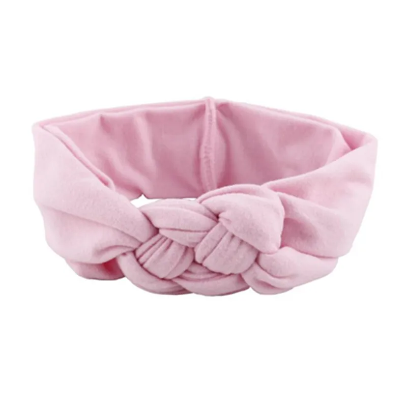 Модная однотонная повязка на голову для девочек детская с бантом эластичная