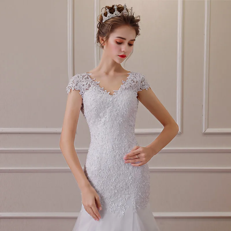 Vestidos De Noiva белое кружевное с открытой спиной фасона &quotРусалка&quot свадебное