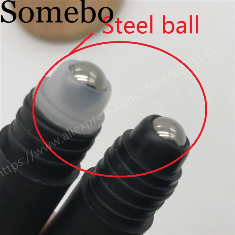 

500pcs/lot 10ml Empty Frosted Black Plastic Essential oil Roll On Bottle Vials with steel metal roller ball for perfume