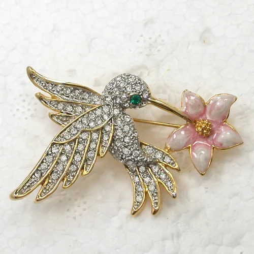 Прозрачные Броши Стразы с эмалью и Колибри C2140|pin brooch|hummingbird pinsenamel pin brooch |