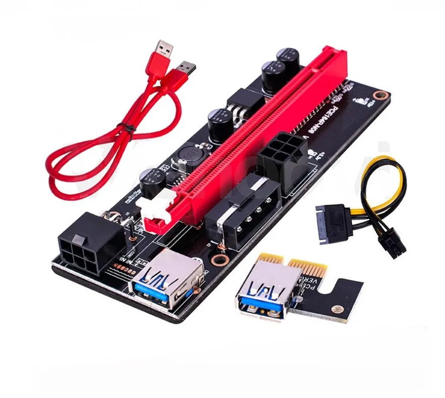 

Newest VER 009S PCI-E 1X to 16X LER Riser Card Extender PCI Express Adapter USB 3.0 Cable Power Supply for Bitcoin Miner Mining